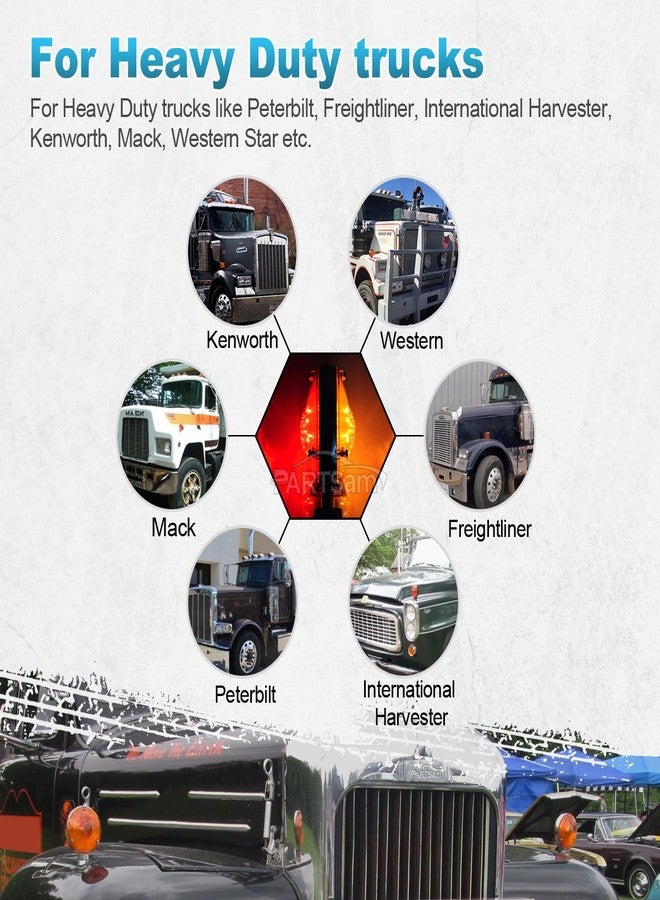 Partsam 2Pcs 4 Inch Round Double Face Star Led Pedestal Lights Mount Stop Tail Brake Turn Signal Lights Trucks Semi Trailers Tractors Fender Mount Lights Lamps DOT Compliant - Image 5